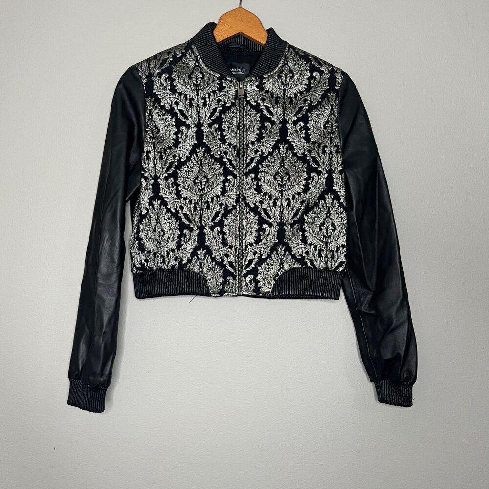 LAMARQUE Leather Jacket Womens Size Small Black Metallic Versatile Moto Edgy